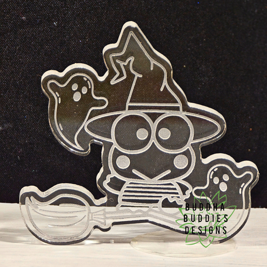 Witchy Frog on Broom Silicone Mold